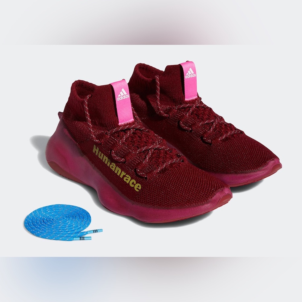 Adidas Humanrace Burgundy Sneakers with Yellow and Pink Accents
